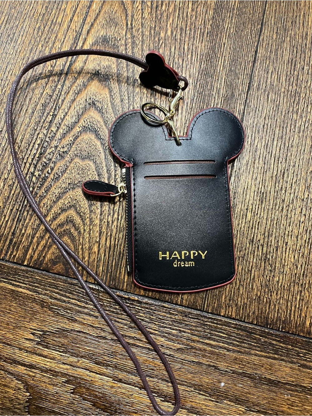 Disney Black Cardholder Lanyard with Red Trim